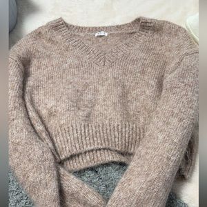 Garage V-neck fuzzy sweater